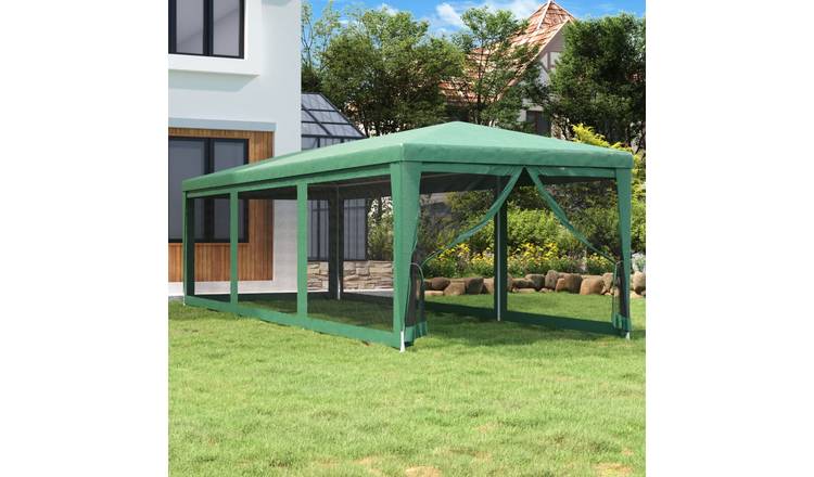 Walplus 3 x 9 m HDPE Party Tent with 8 Mesh Sidewalls - Green