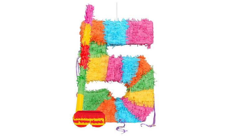 Fax Potato Number 5 Cardboard Pinata Set with Stick and Blindfold - Multi