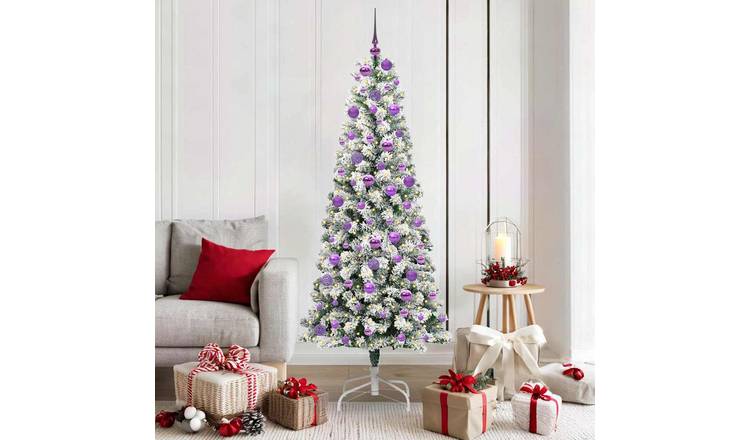 Walplus PVC Hinged Magenta Ornaments Artificial Christmas Tree - Green - 180 cm