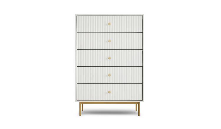 HomeGardenDirect Devon Fluted Large Chest of Drawers - White