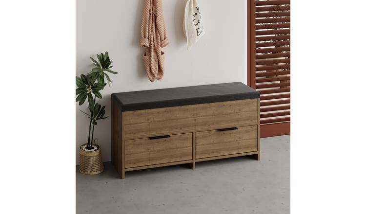 Decortie Cove Wood Effect Particleboard Bench - Dark Oak
