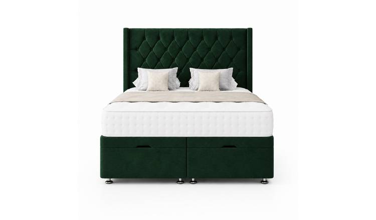 Comfy Deluxe Zoro 3ft Single Plush Velvet End Lift Ottoman Bed Set - Green