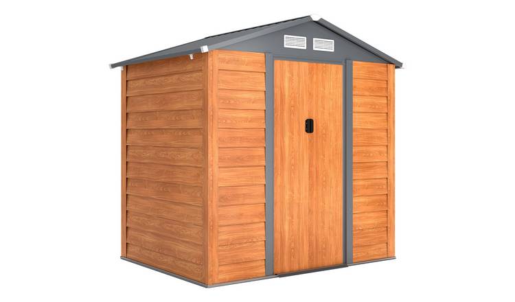 Outsunny Metal Garden Shed with Sliding Door and Sloped Roof - Brown