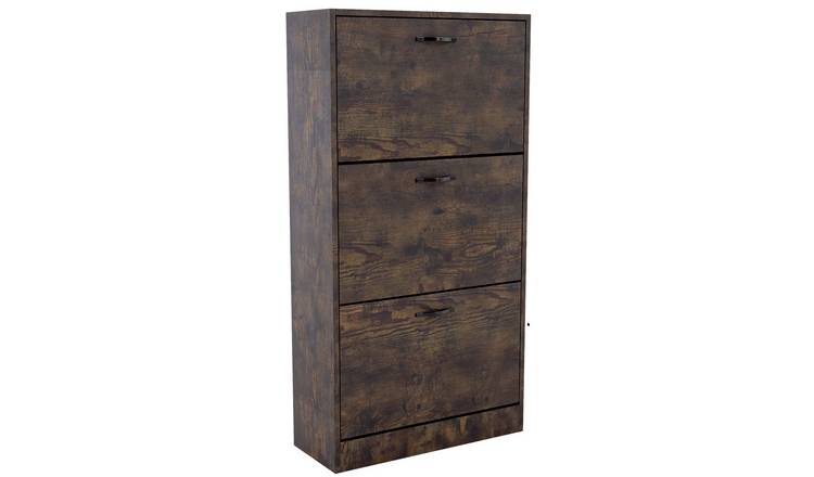 Vida Designs 3 Drawer Shoe Cabinet - Dark Wood