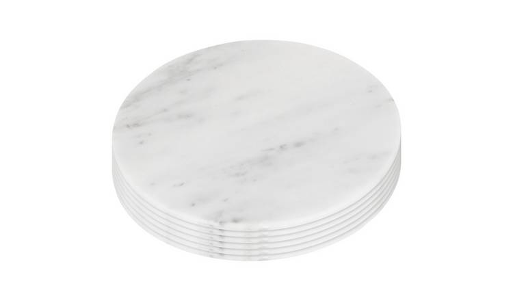 Argon Tableware Round Marble Placemats Pack of 6 - White