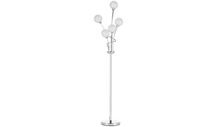 HOMCOM 5-Light Acrylic Crystal Ball Floor Lamp - Silver