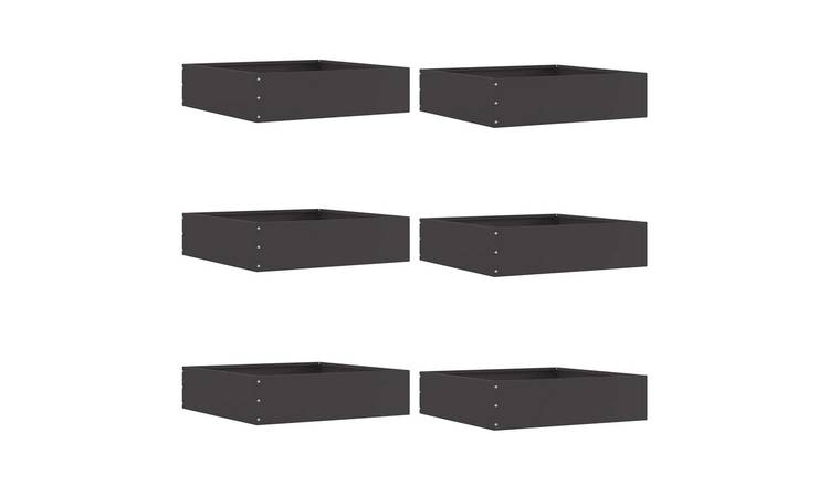 Walplus Pack of 6 Steel Lawn Edging - Black - 50 x 50 x 13 cm
