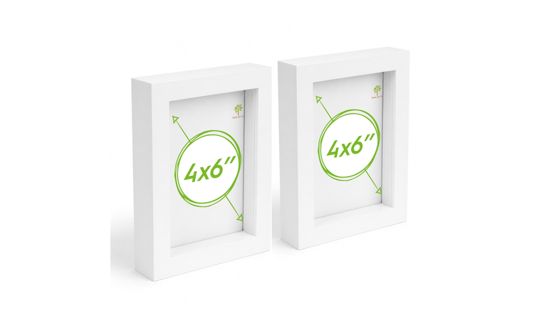 Nicola Spring 3D Box Photo Frames - 4 x 6" - Set of 2 - White