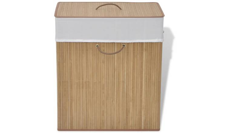 Walplus Bamboo Laundry Bin Rectangular - Natural - 52 x 32 x 60 cm