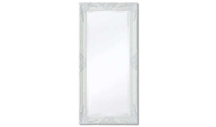 Walplus Baroque Wood Wall Mirror - White - 100 x 50 cm