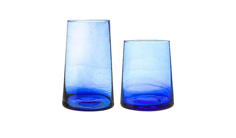 Nicola Spring 12 Piece Merzouga Recycled Glassware Set - Blue