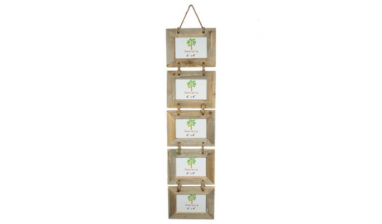 Nicola Spring Rustic Wooden Hanging 5 Photo Frame - 6 x 4" - Natural