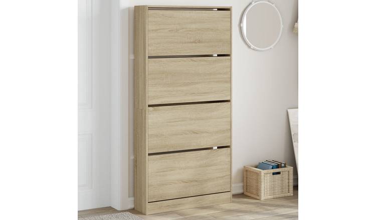 Walplus Engineered Wood Shoe Cabinet - Sonoma Oak - 80 x 21 x 163.5 cm
