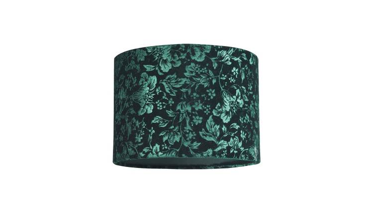 Happy Homewares Floral Decorated Forest and Emerald Green Lampshade - 25cm