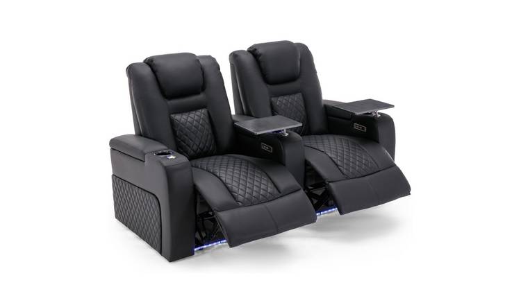 Furniture Online Broadway Electric Recliner 2 Seater Leather Sofa – Black