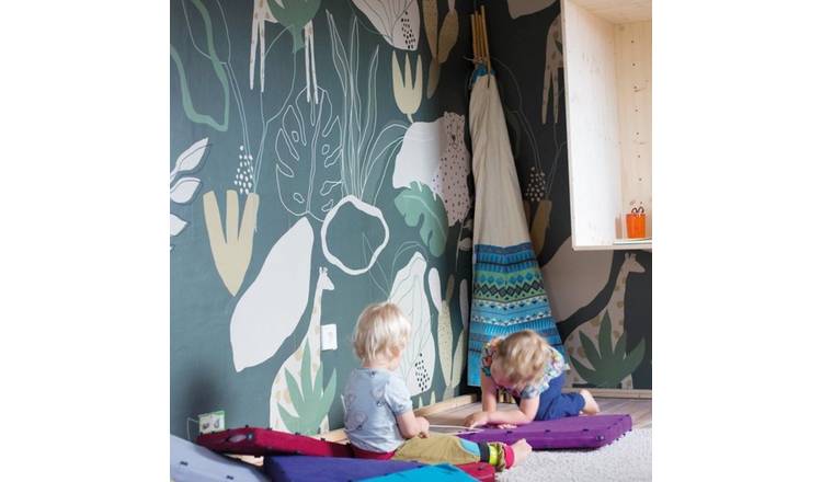 Grandeco Jungle Kids 4 Lane Repeatable Wallpaper Mural - 2 x 2.8m