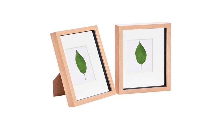 Nicola Spring 3D Box Photo Frames - 8 x 10" with Mount - Set of 2 - Light Wood