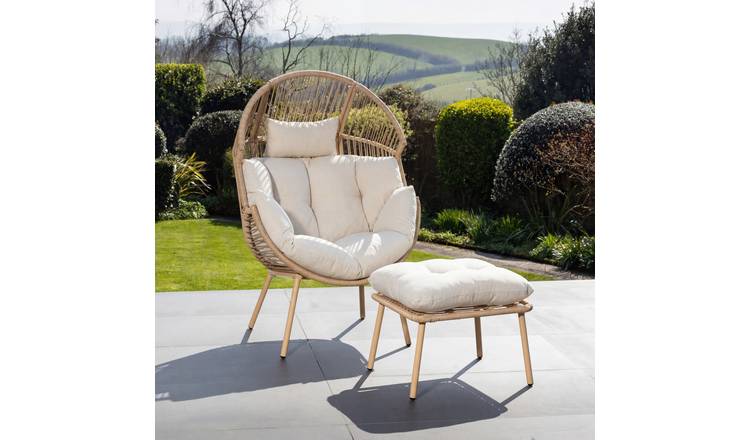 Artemis Home Nestara Standing Egg Chair and Stool - Cream