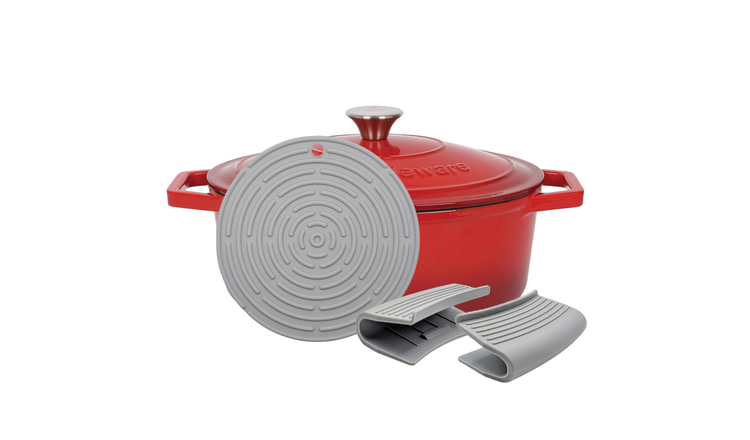 Argon Tableware Oval Cast Iron Casserole Dish - Red Ombre