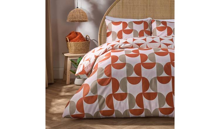 OHS Morrcan Abstract Duvet Cover Set Rust/Natural - Double