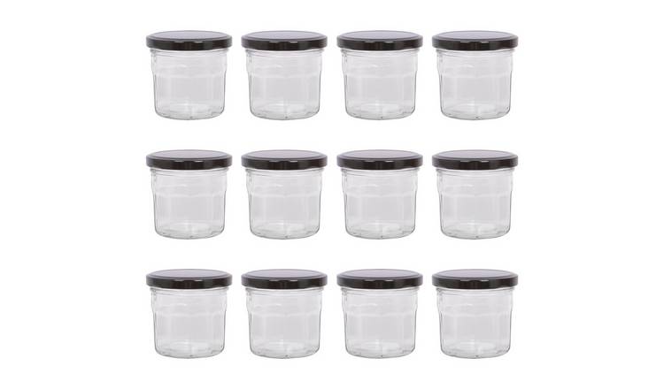 Argon Tableware Glass Jam Jars with Lids - Pack of 12