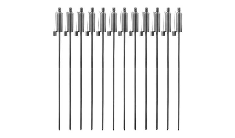 Harbour Housewares Metal Garden Torches - Cylinder - Silver - Pack of 12