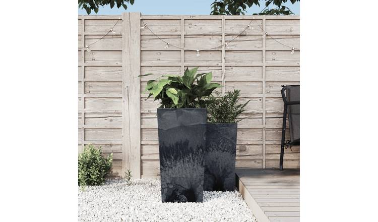 Walplus Polypropylene Garden Planter - Anthracite - 32.5 x 32.5 x 61 cm