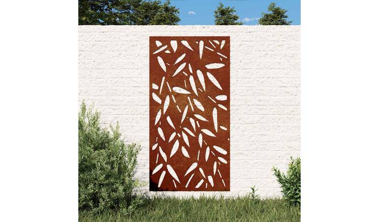 Walplus Bamboo Leaf Design Garden Wall Decoration - Rusty - 105 x 55 x 0.7 cm