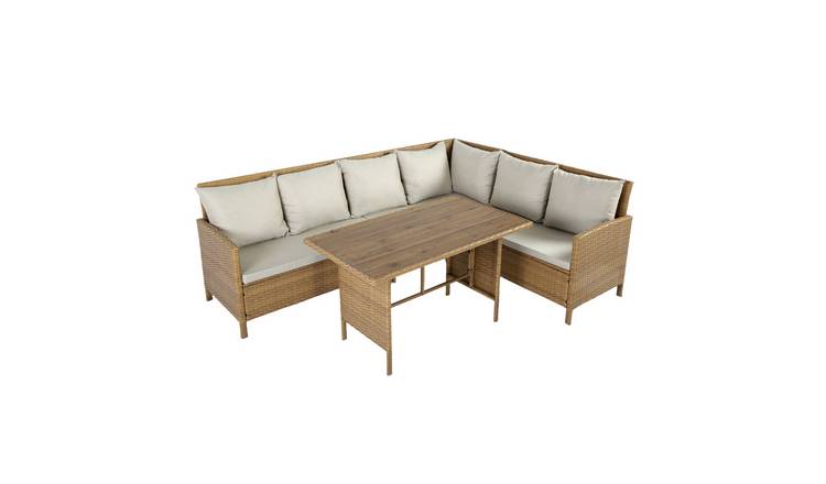 HomeGardenDirect Alia 6 Seater Garden Set With Polywood Tabletop - Brown