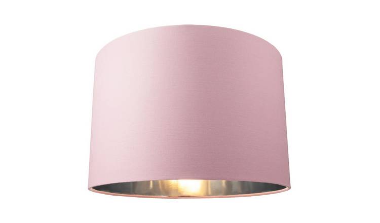 Happy Homewares Pink Cotton with Shiny Silver Inner Lampshade - 30cm
