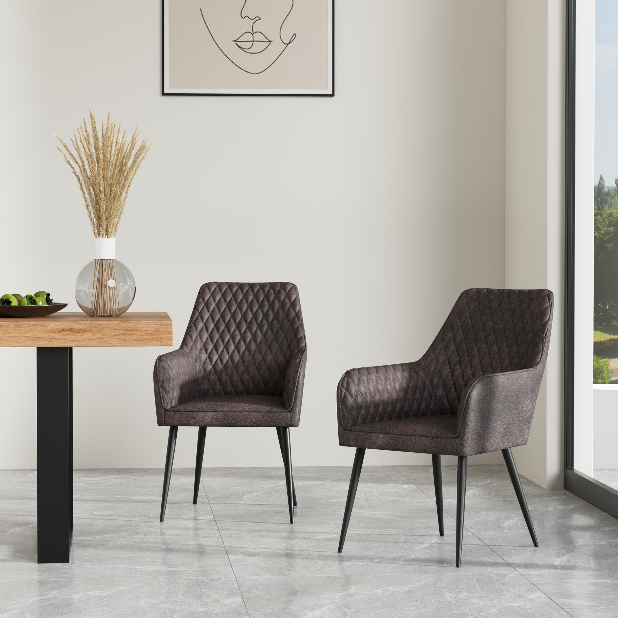 Furniture Online Ella Set 8 Fabric Dining Chair – Brown - Image 2