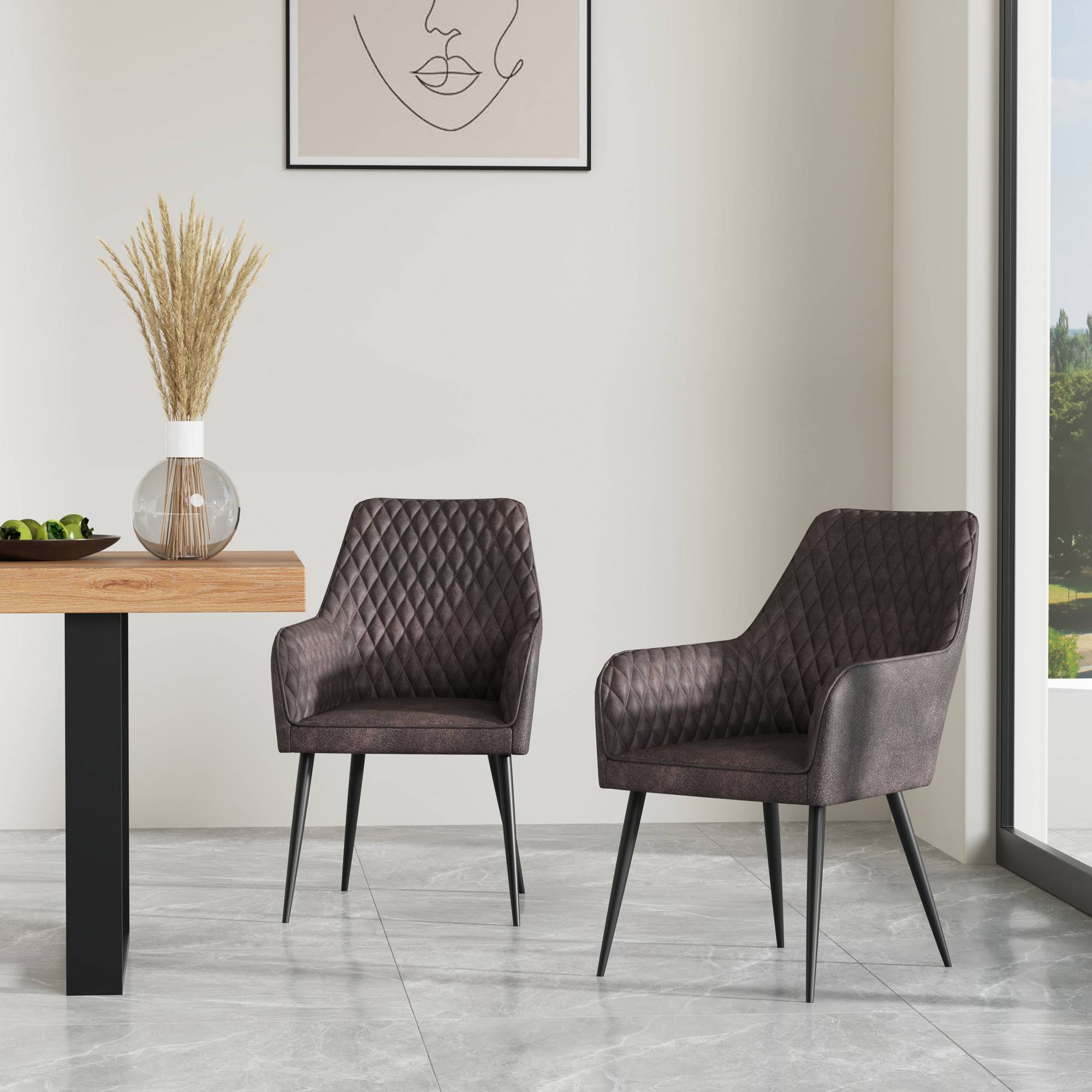 Furniture Online Ella Set 8 Fabric Dining Chair – Brown - Image 2