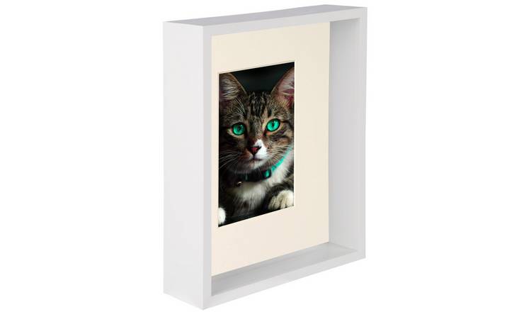 Nicola Spring 8 x 10" Deep Box Photo Frame with 4 x 6" Ivory Mount - White