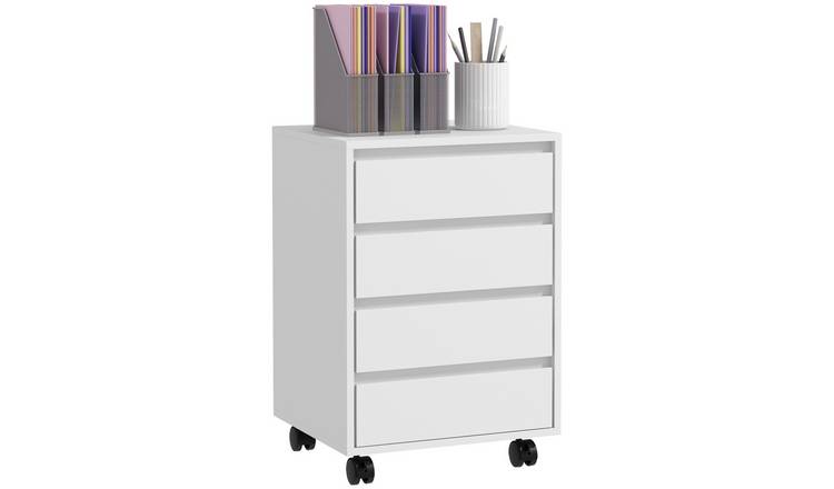 HOMCOM Filing Cabinet with 4 Drawers for Home Office - White
