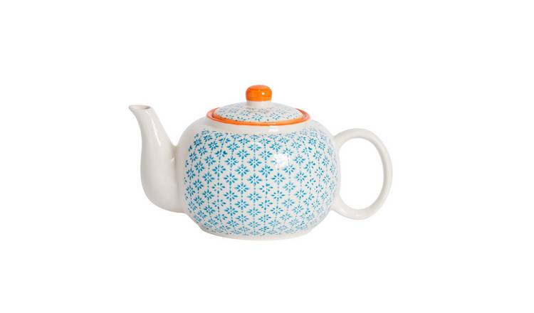 Nicola Spring Hand-Printed Teapot - Blue