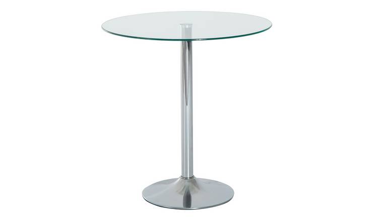 HOMCOM Round Bar Table with Tempered Glass Top for 4 People - Clear