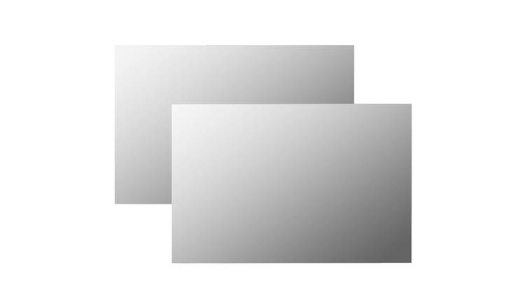Walplus Pack of 2 Rectangular Glass Wall Mirror - Silver - 60 x 40 cm