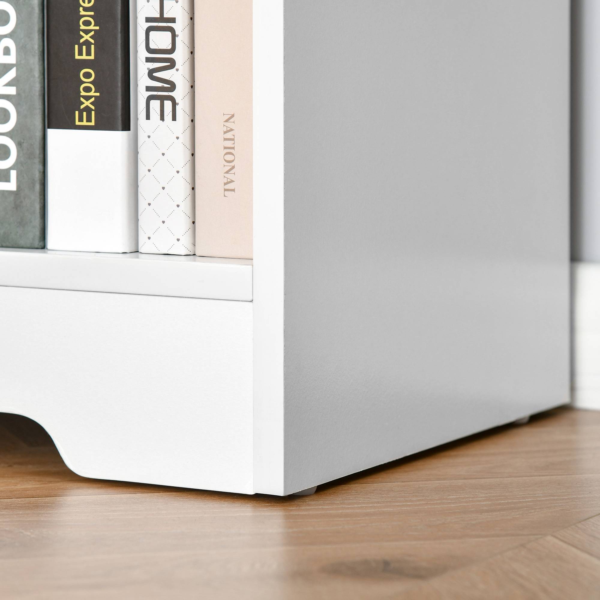 HOMCOM 2 Tier Wooden Freestanding Storage Bookcase with 4 Compartments - White - Image 4