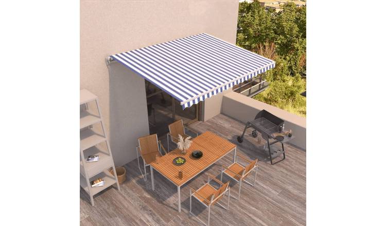 Walplus Manual Polyester Retractable - Blue and White - 400x350 cm - White Frame