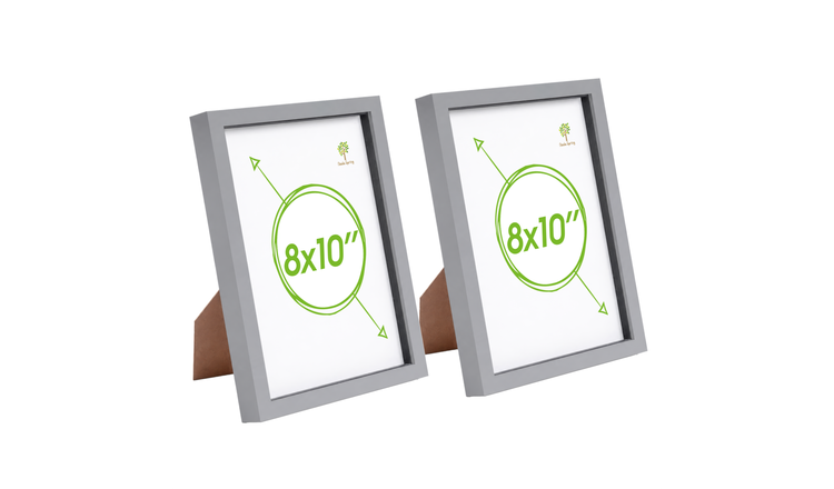 Nicola Spring 3D Box Photo Frames - 8 x 10" - 4 x 6" Mount - Grey - Pack of 2
