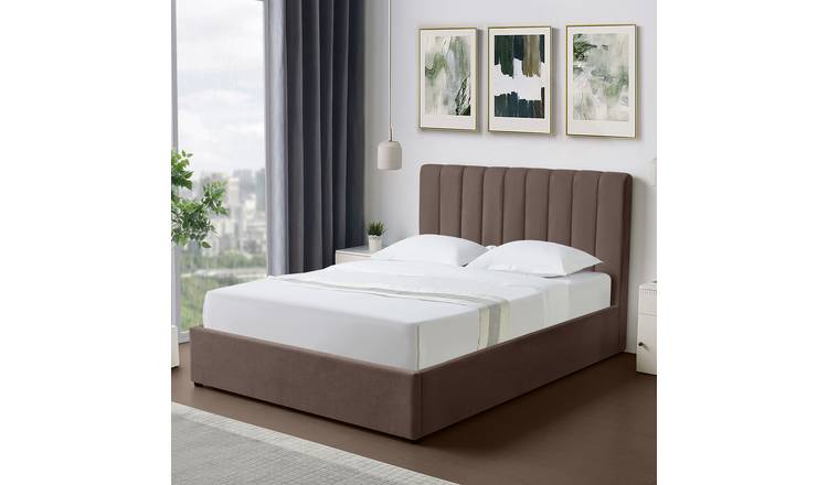 Artemis Home Evelynne Fabric 135cm Double Ottoman Bed with Storage - Dark Brown