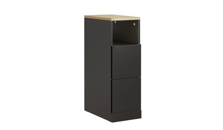 SoBuy 2 Drawer 1 Tier Narrow Bedside Table - Black