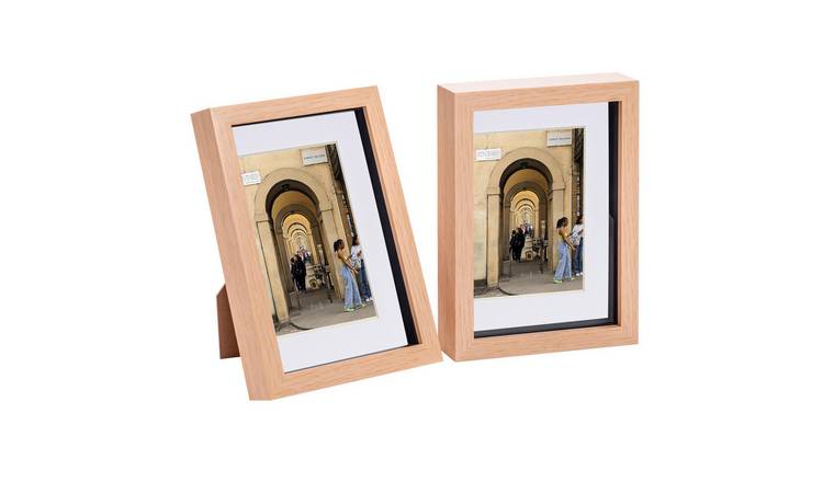 Nicola Spring 3D Box Photo Frames - A5 with Mount - Set of 2 - Light Wood