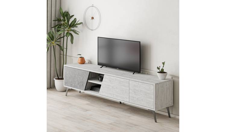 Decortie Fiona TV Unit particleboard and metal TV stand - cream