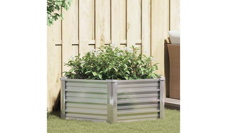 Walplus Galvanised Steel Raised Garden Bed - Silver - 129 x 45 cm