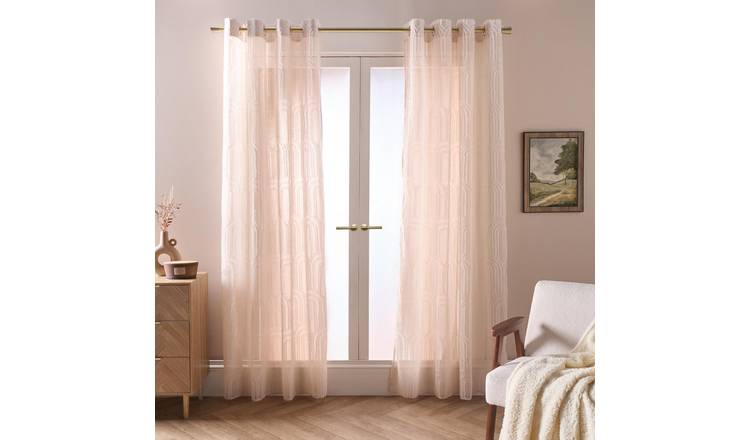 OHS Arches Tufted Voile Curtains 140 x 224cm - Natural