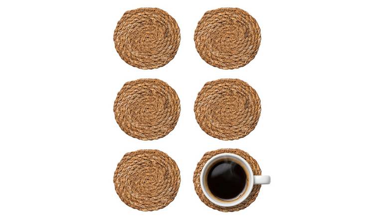 Argon Tableware Round Woven Typha Coasters - Pack of 6