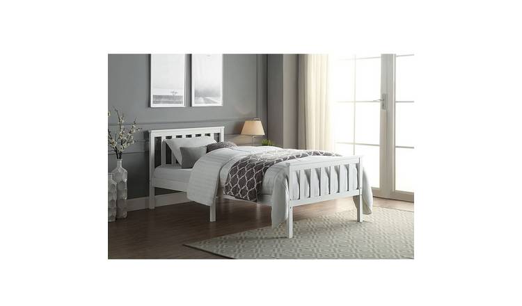 Home Treats Wooden 3ft Single Slatted Bed Frame - White
