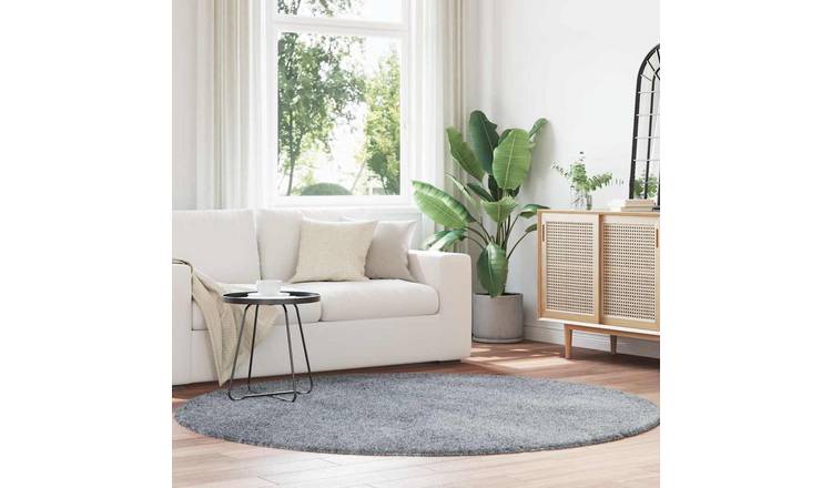 Walplus Navarra Round Polyester Rug - Light Grey - 200 x 200cm