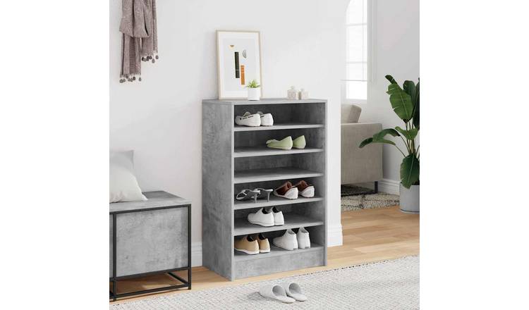 Walplus Engineered Wood Shoe Rack - Concrete Grey - 60 x 35 x 92 cm